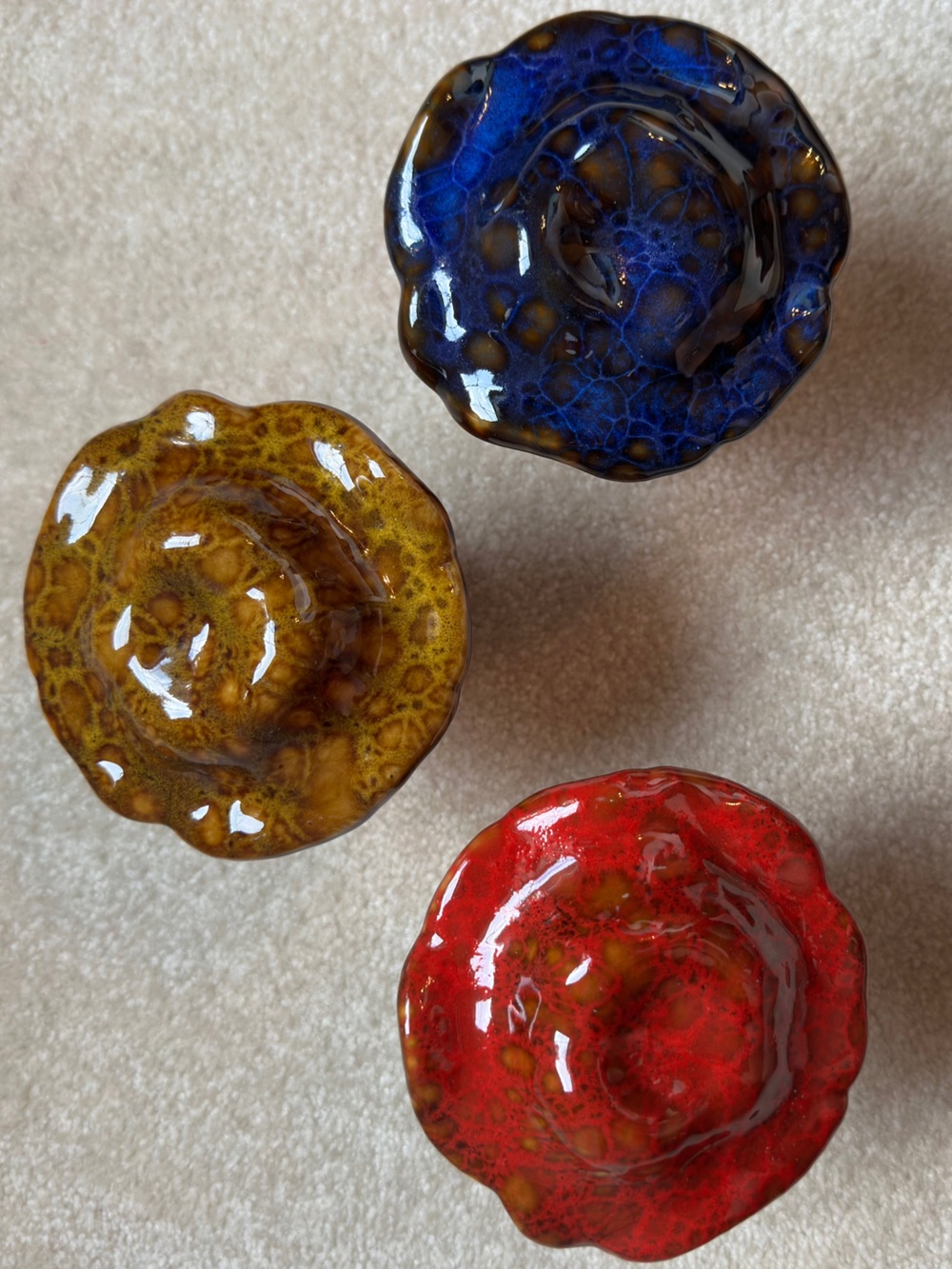 Handcrafted Ceramic Mushrooms - Red, Gold, Blue - Picture 11 of 13